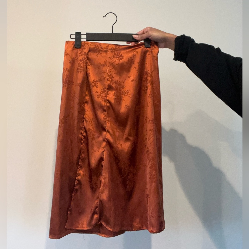 Elegant Orange Floral Skirt